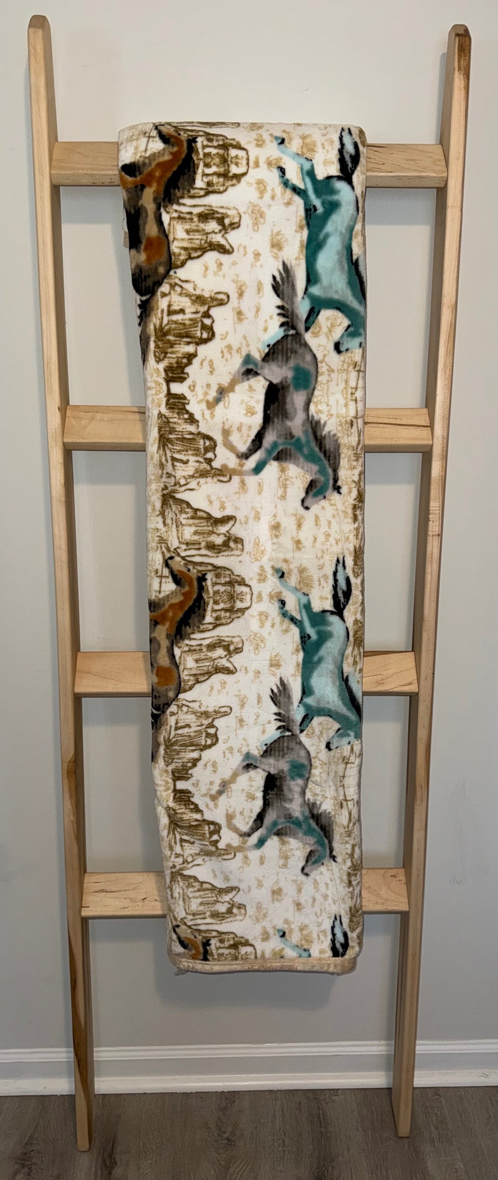 Wild Horses Western Flannel Blanket