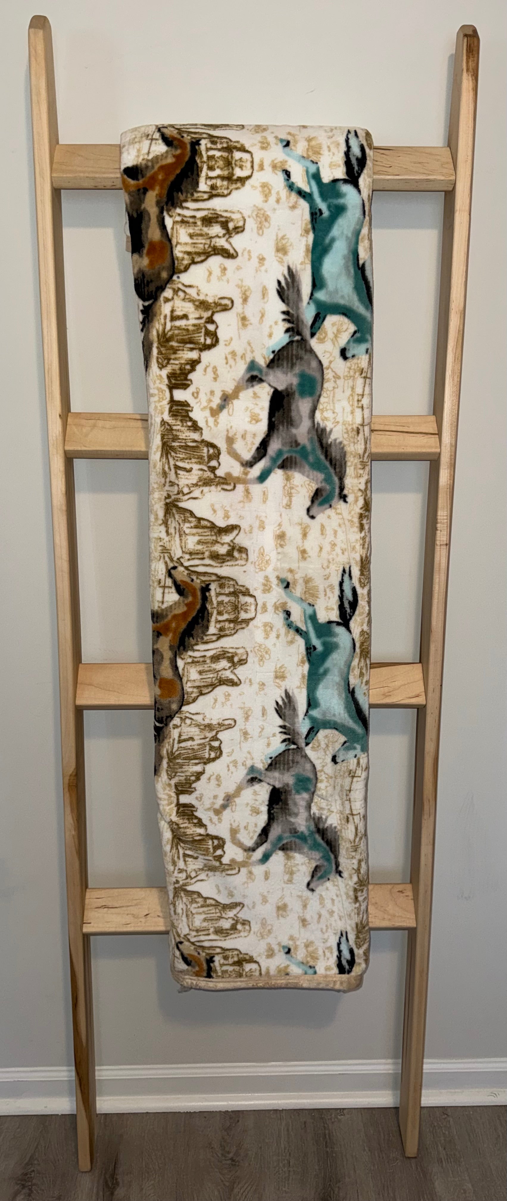 Wild Horses Western Flannel Blanket