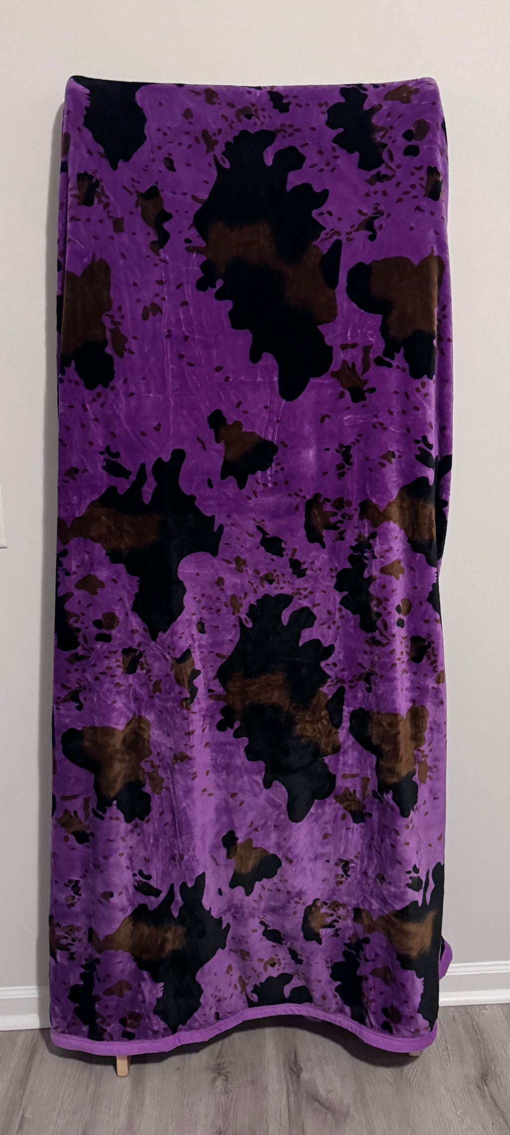 Purple Cow Print Flannel Blanket