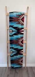 Turquoise & Brown Aztec Diamond Flannel Blanket