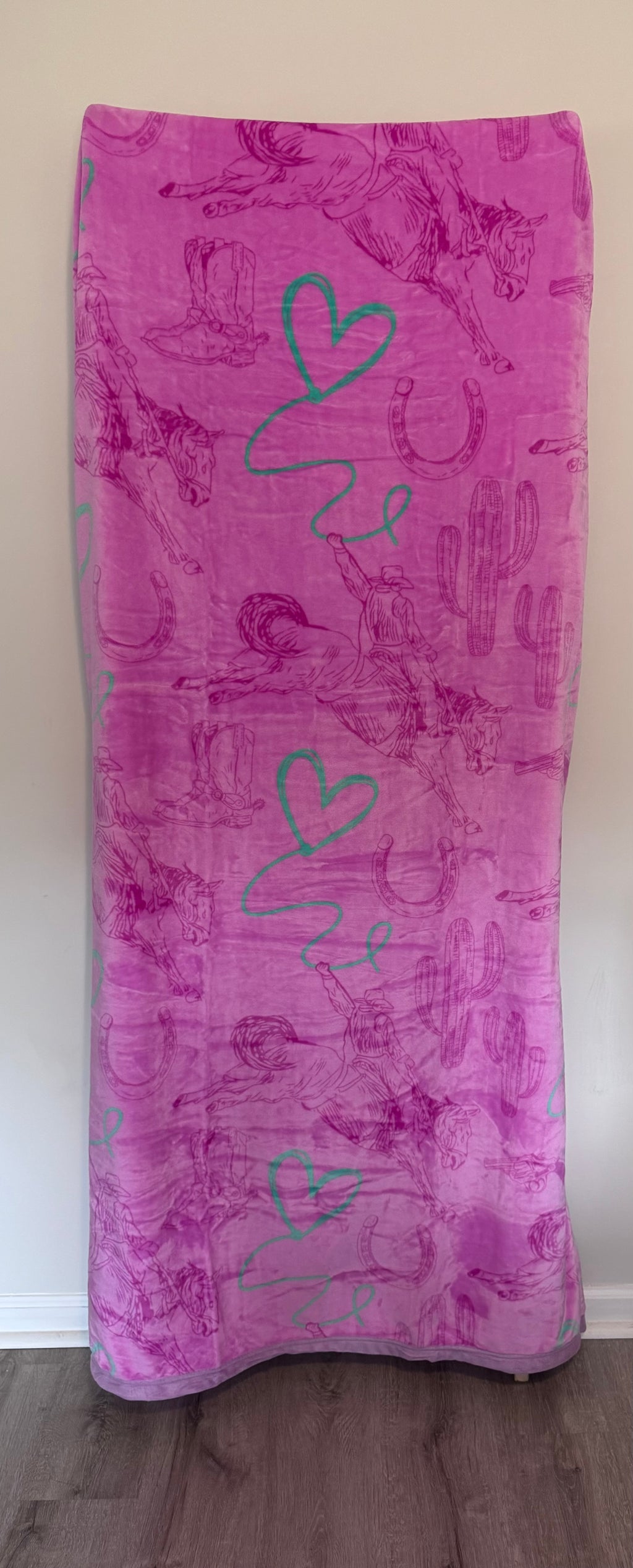 Pink Western Cowgirl Flannel Blanket