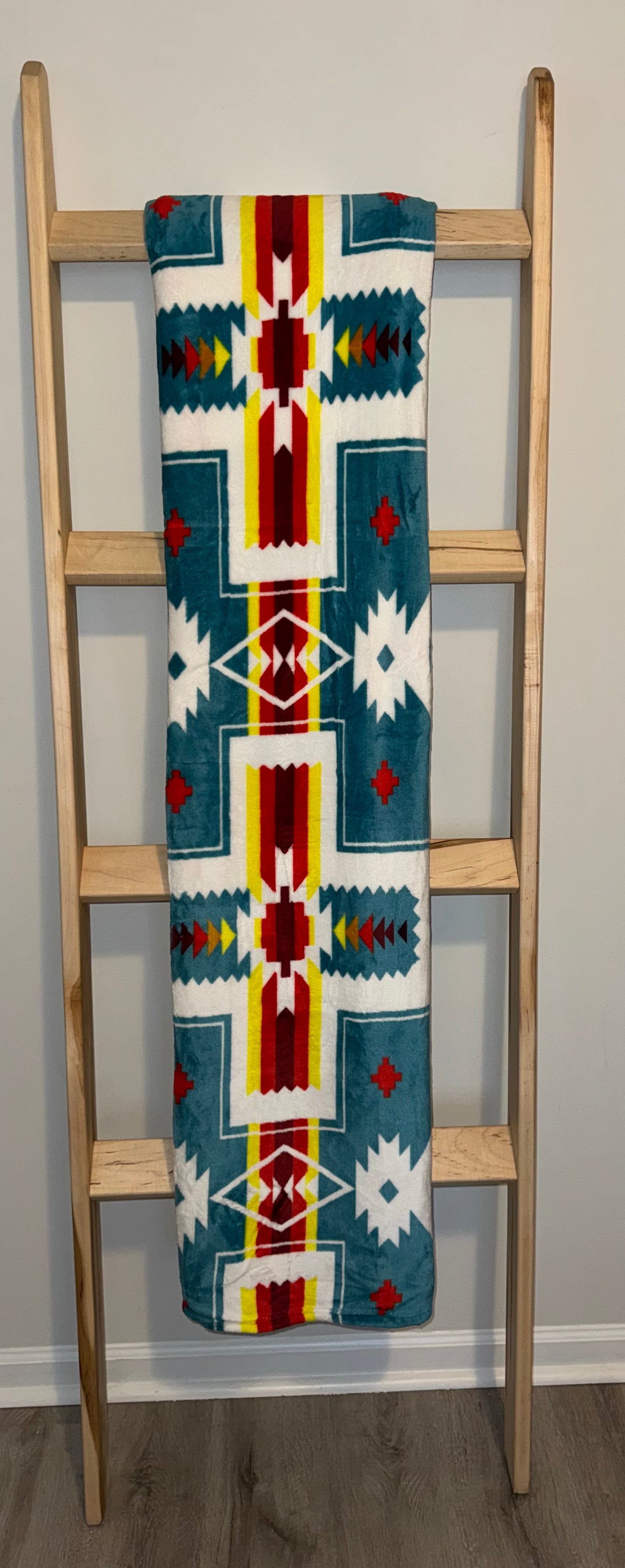 Teal Southwestern Flannel Blanket