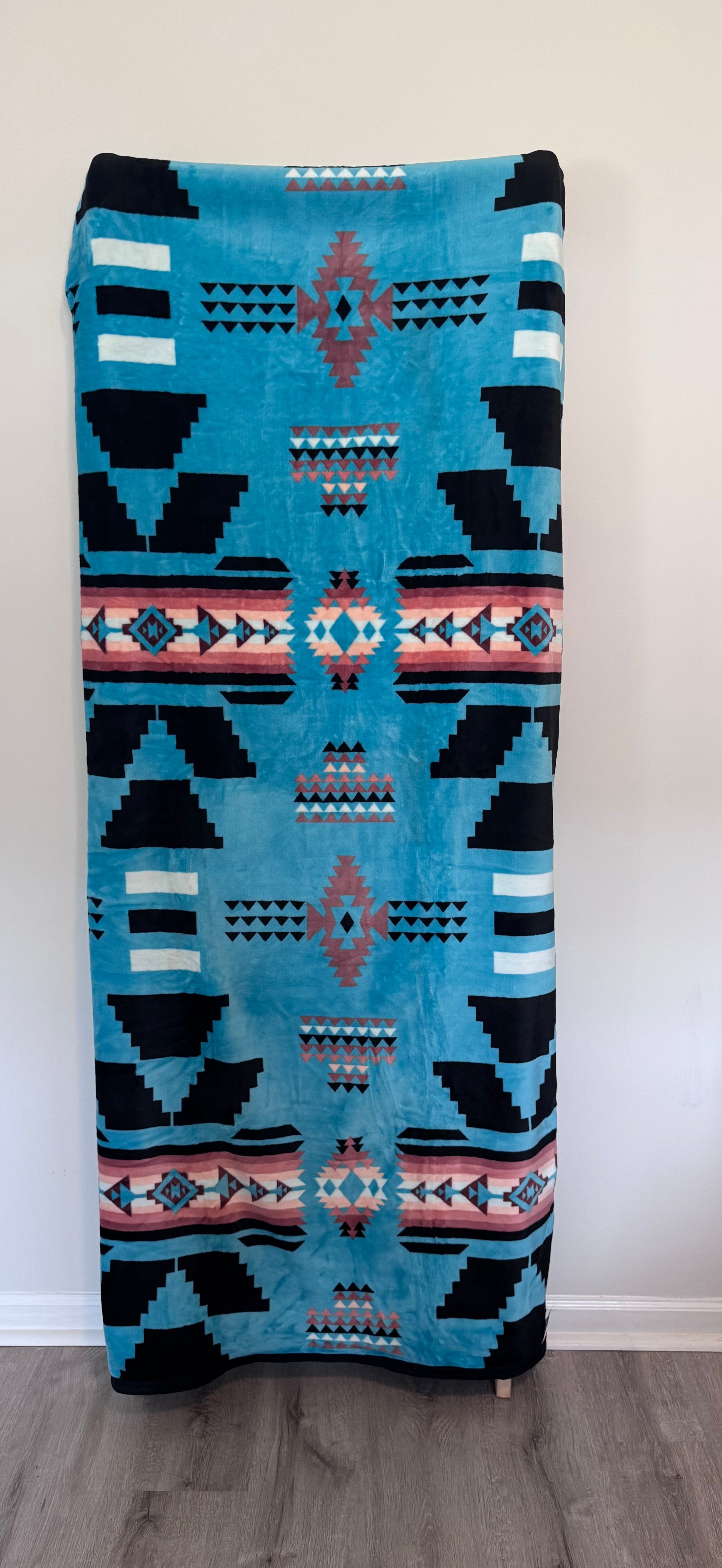 Turquoise Aztec Flannel Blanket