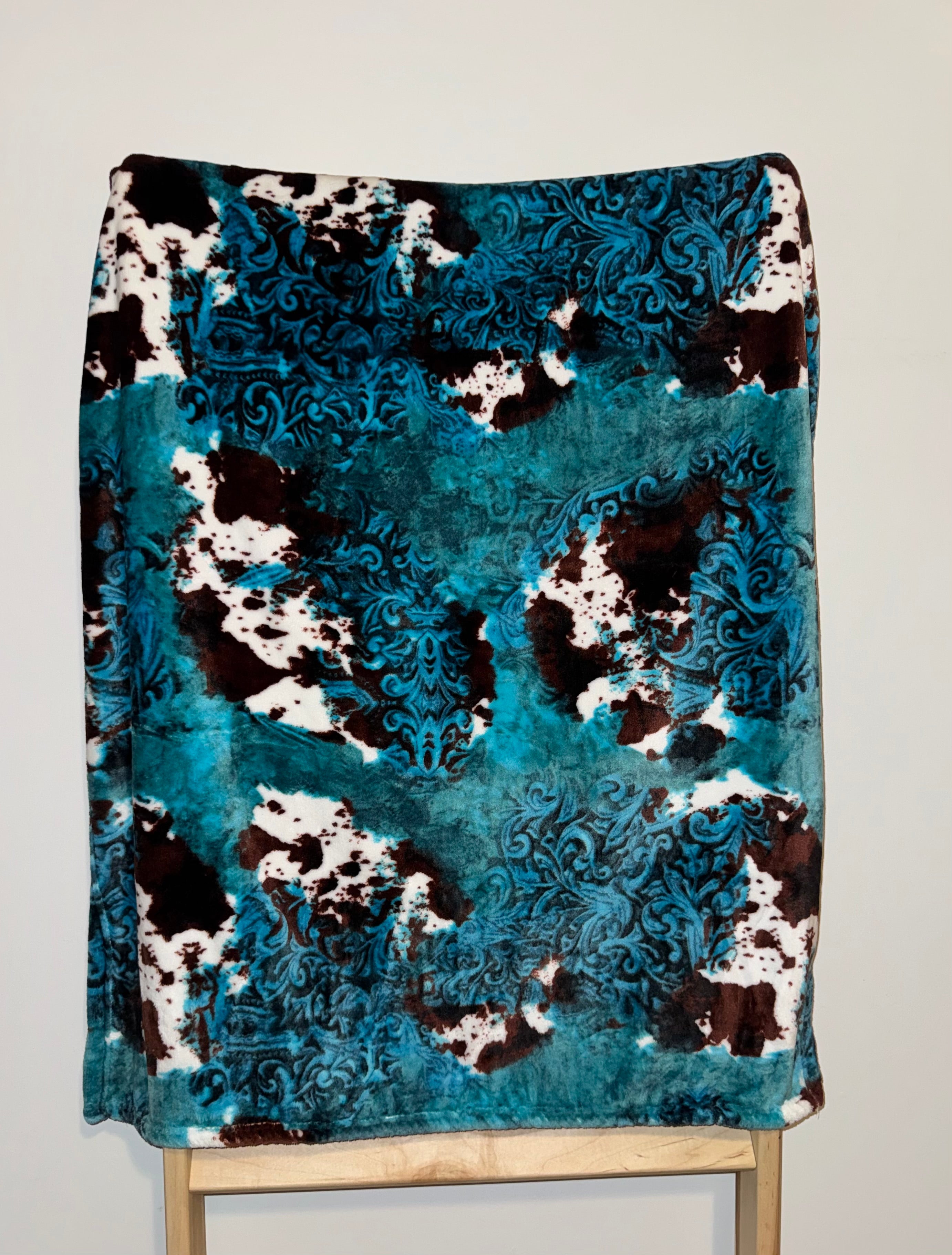 Turquoise Cowhide Baby Blanket