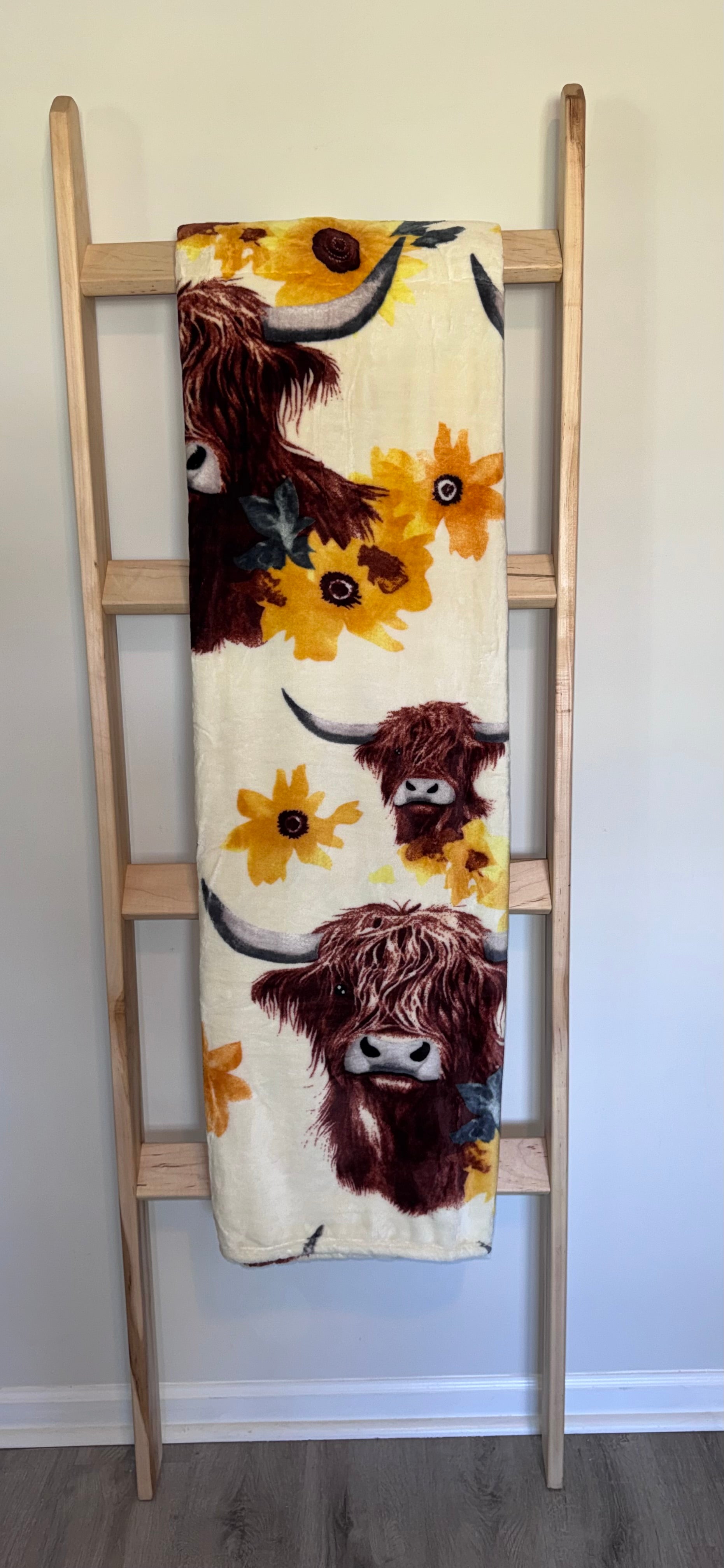 Highland Cow Sunflower Flannel Blanket