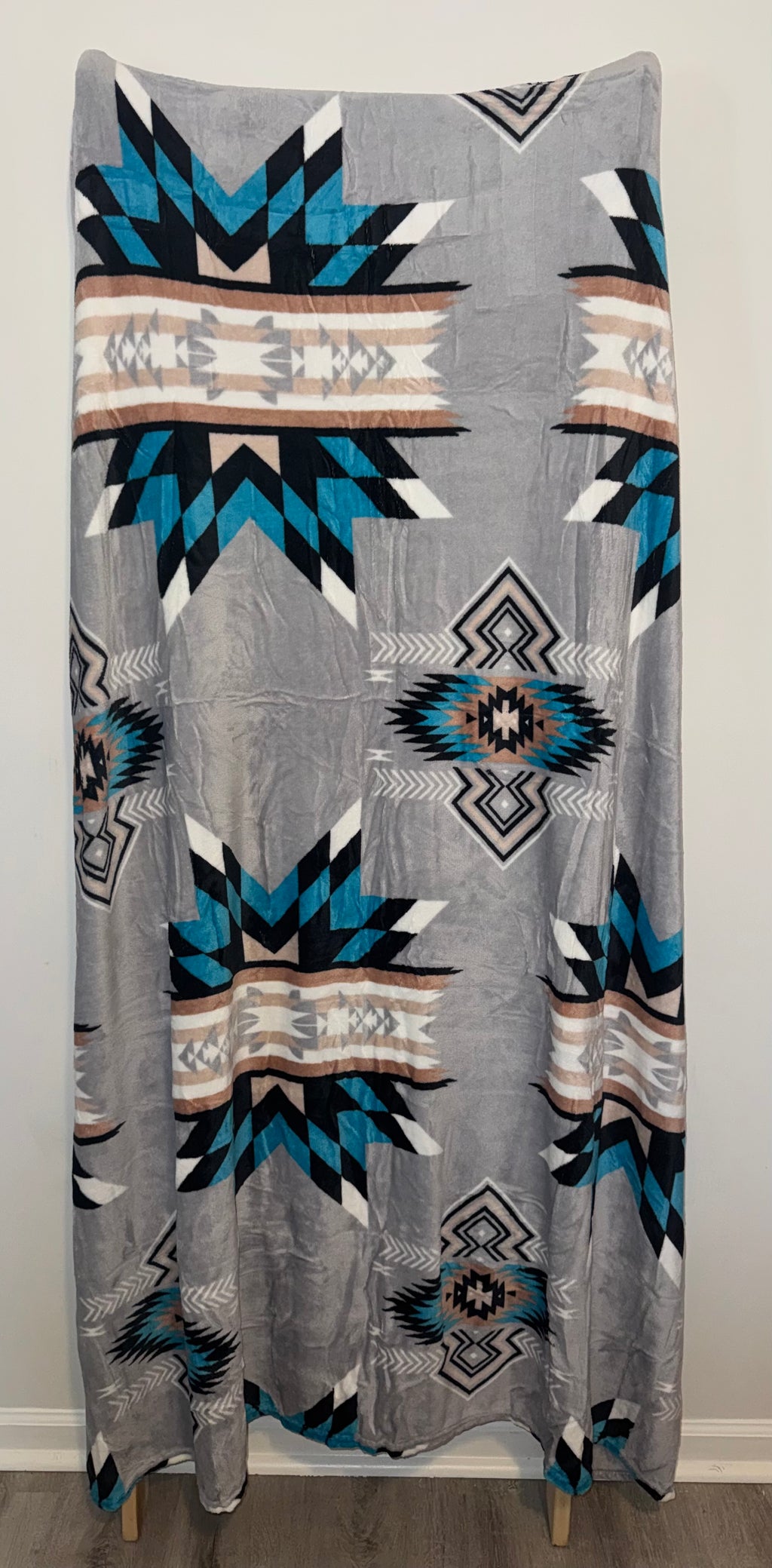 Gray Southwestern Fleece Blanket