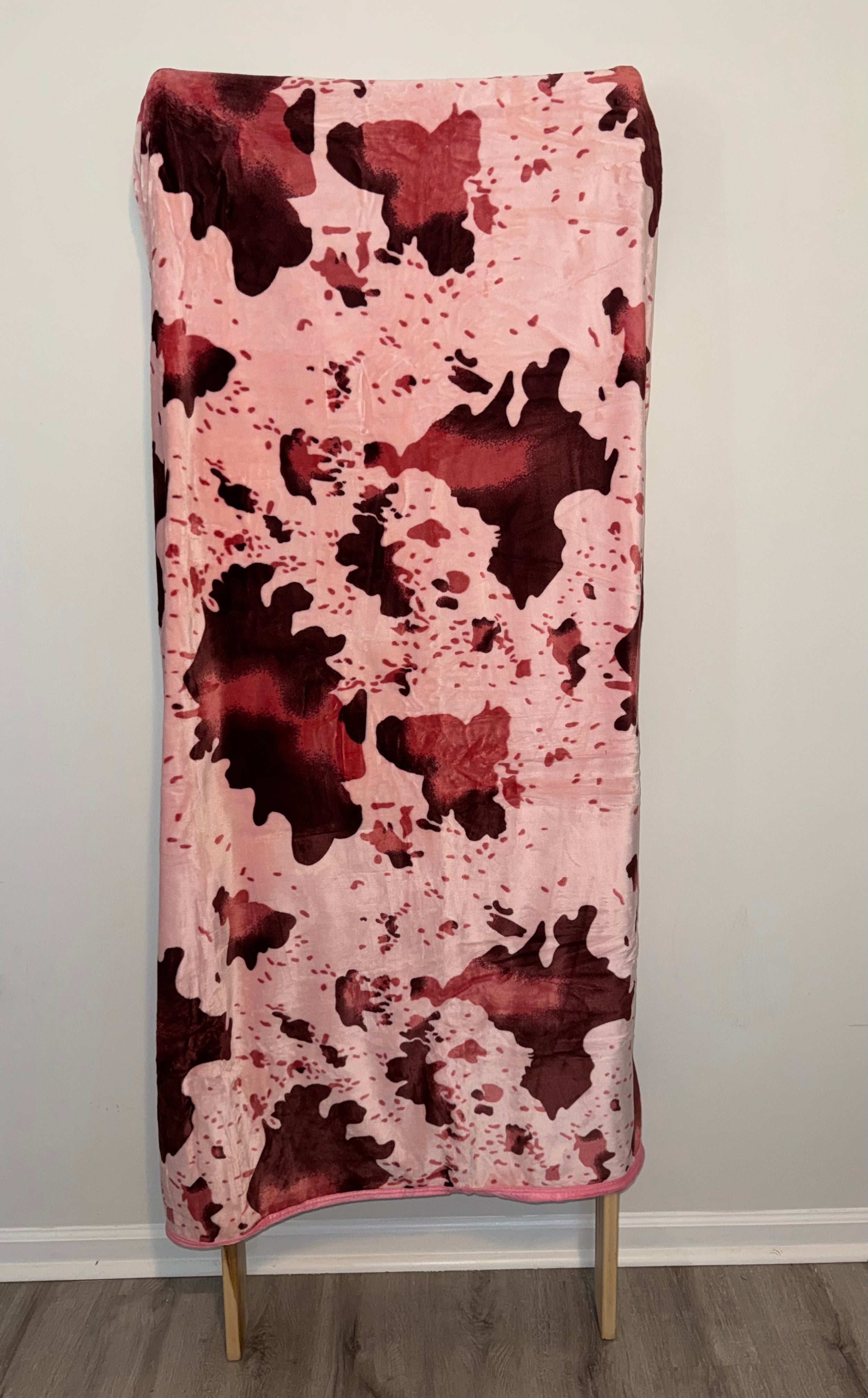 Pink & Burgundy Cowhide Blanket