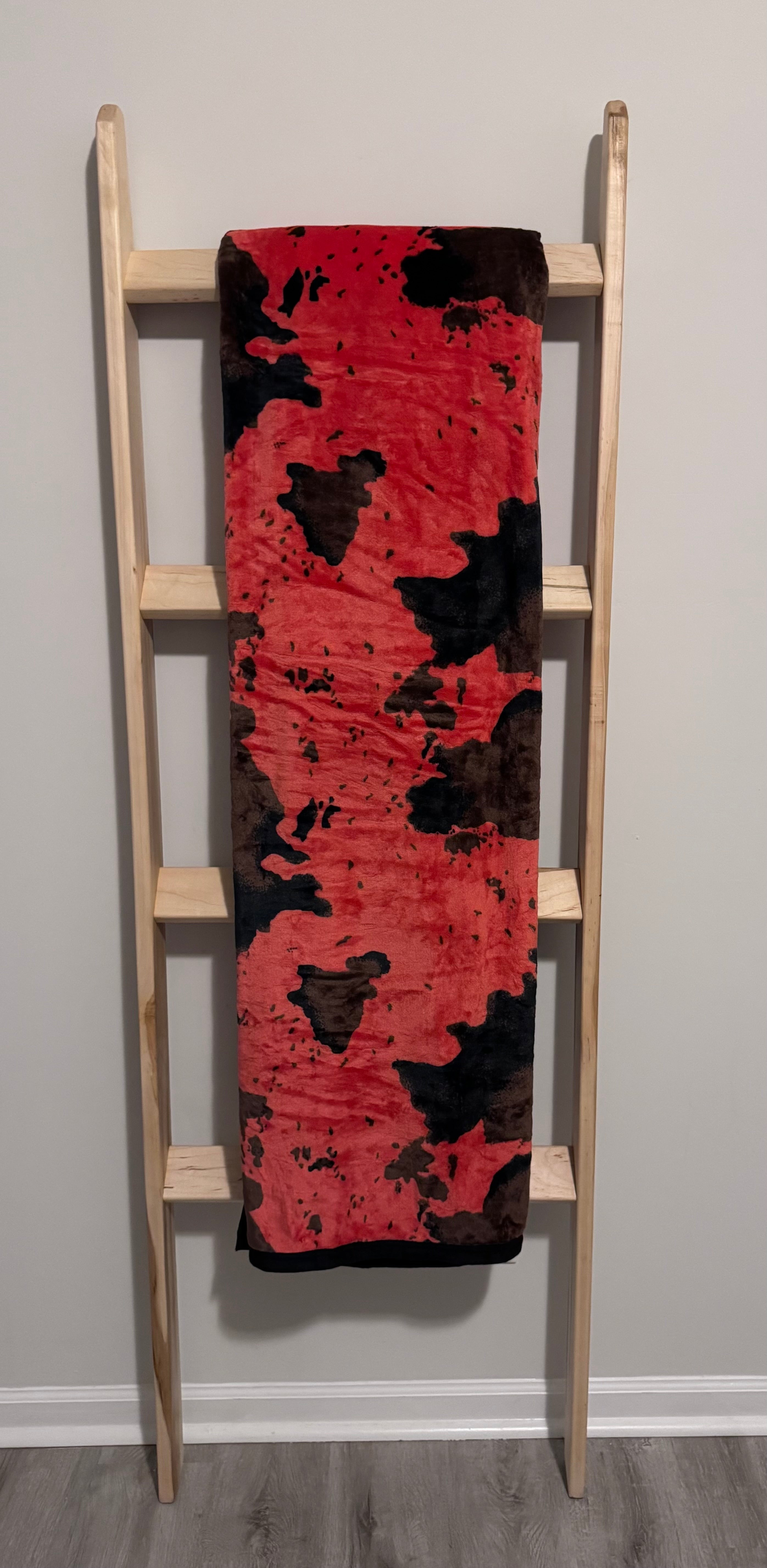Red & Black Cow Print Flannel Blanket