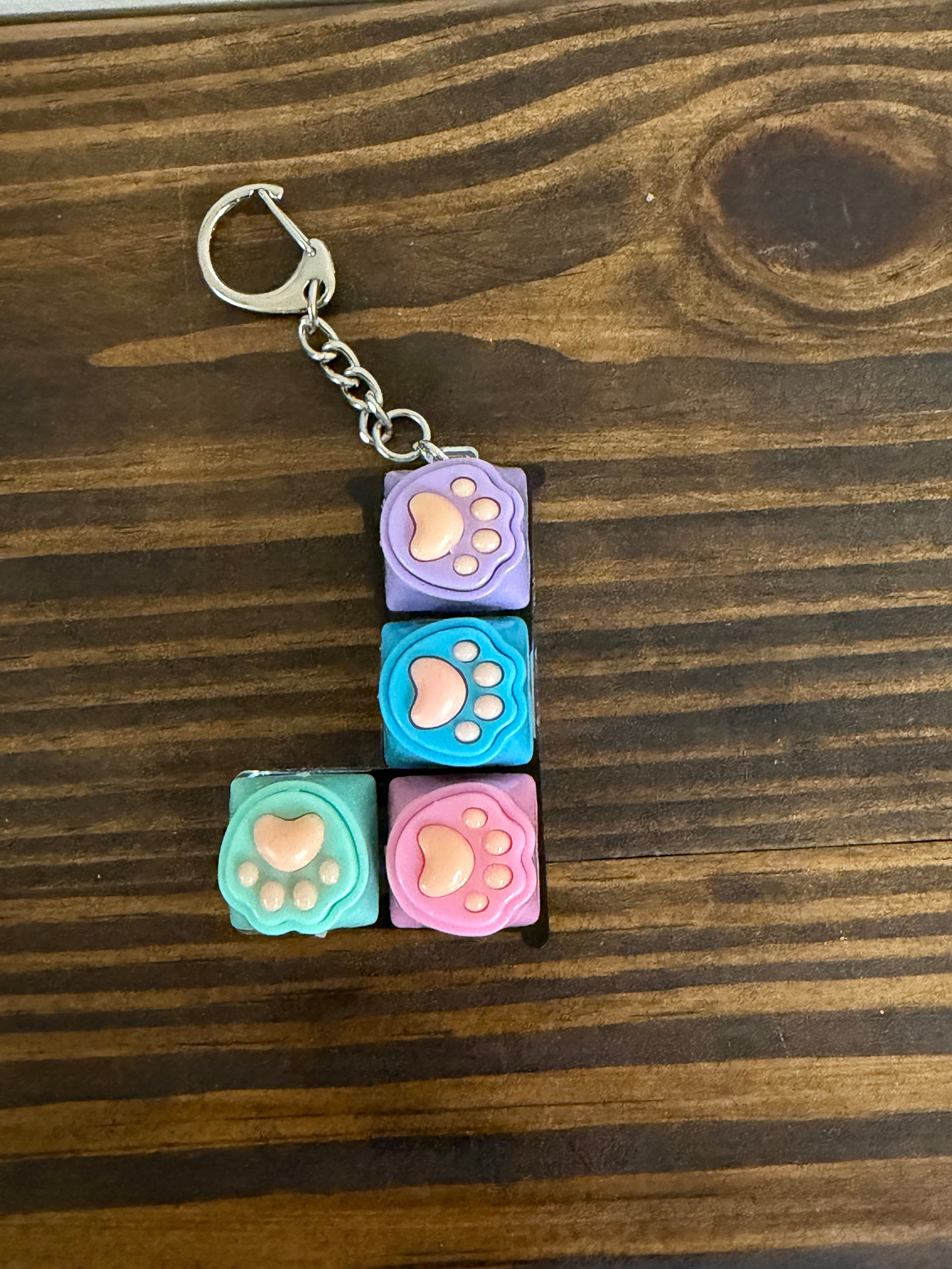 Pastel Cat Paw Keyboard Keychain