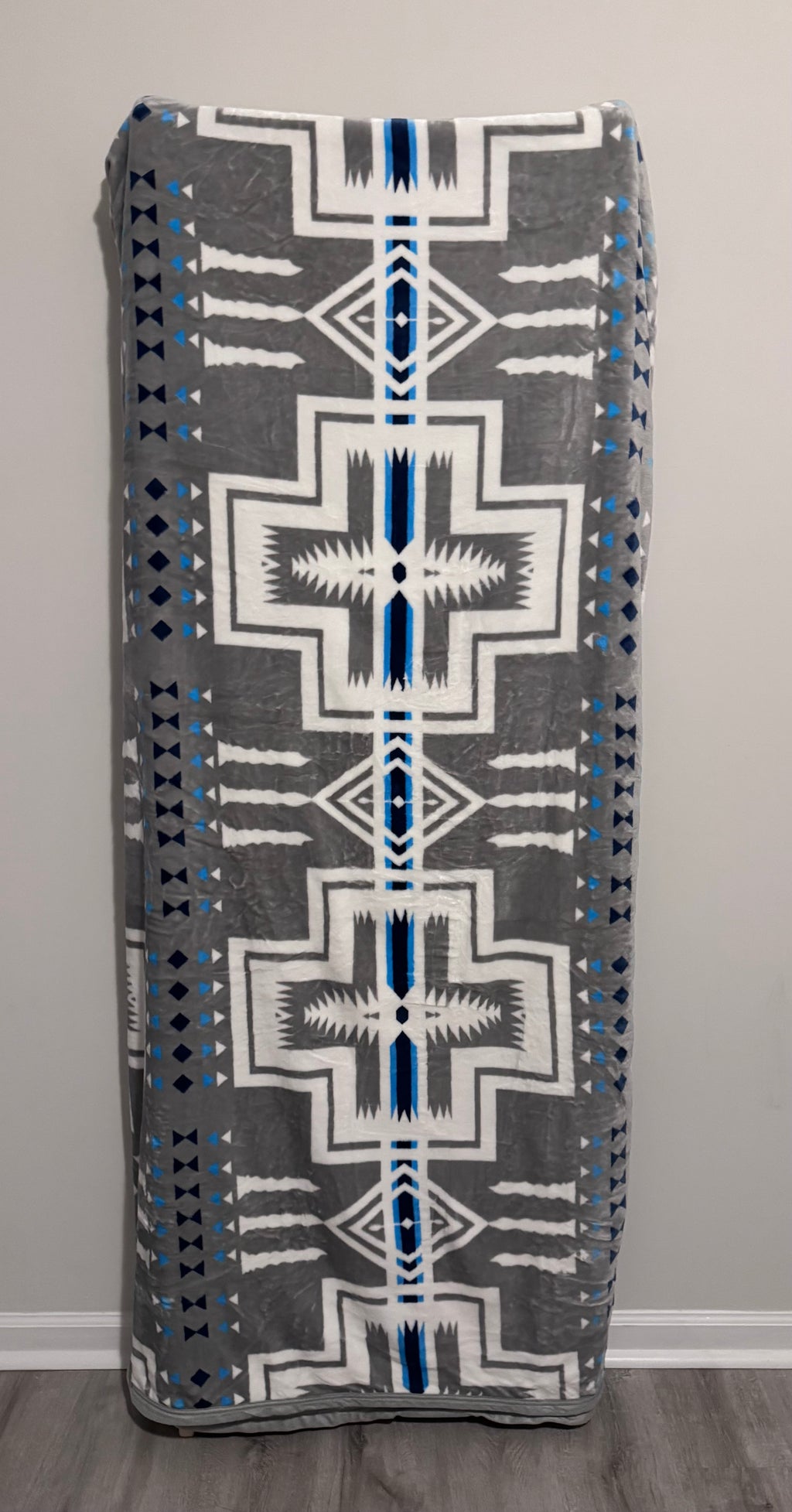 Gray Aztec Southwestern Flannel Blanket