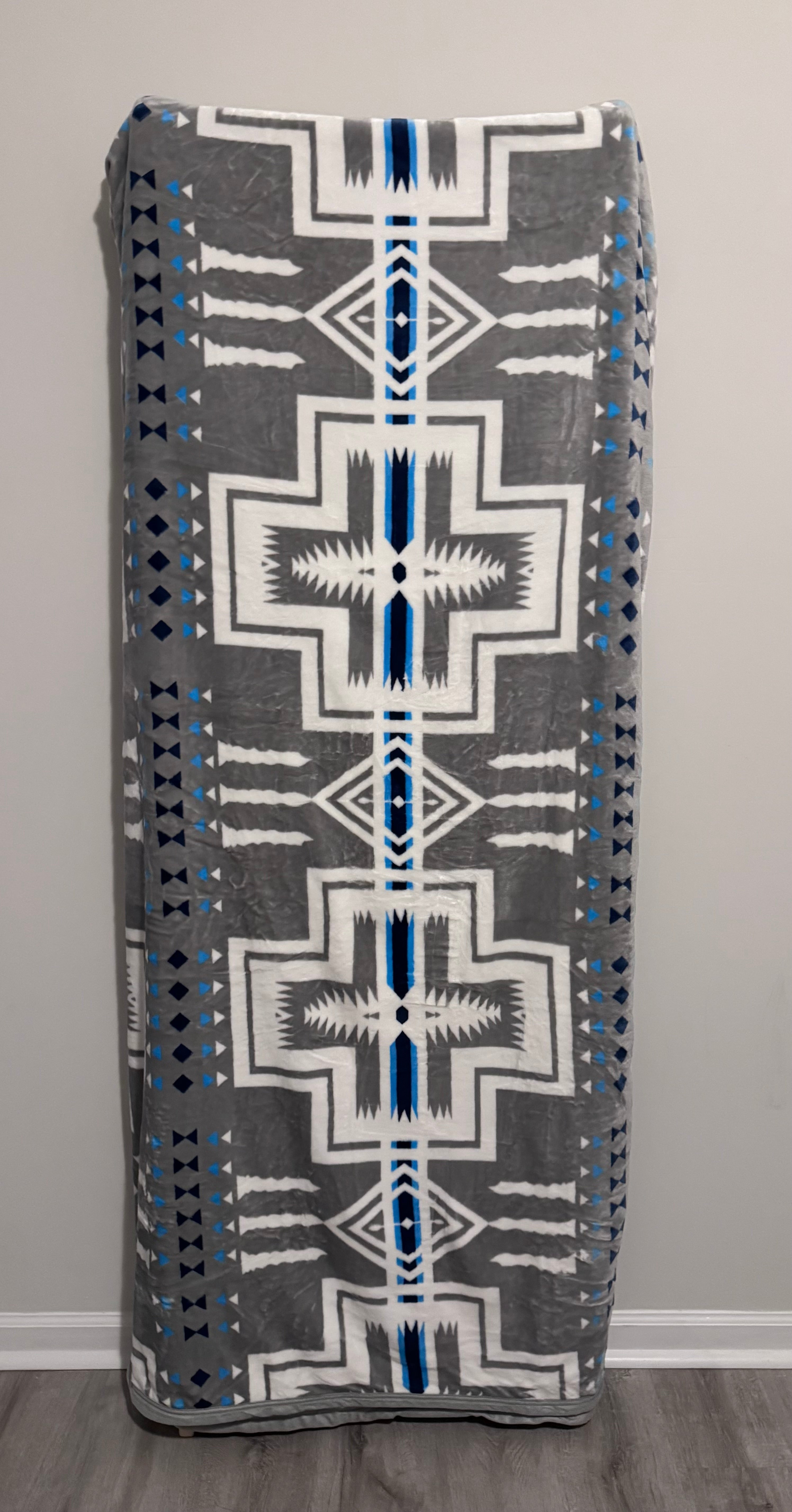 Gray Aztec Southwestern Flannel Blanket