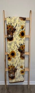 Highland Cow Sunflower Flannel Blanket