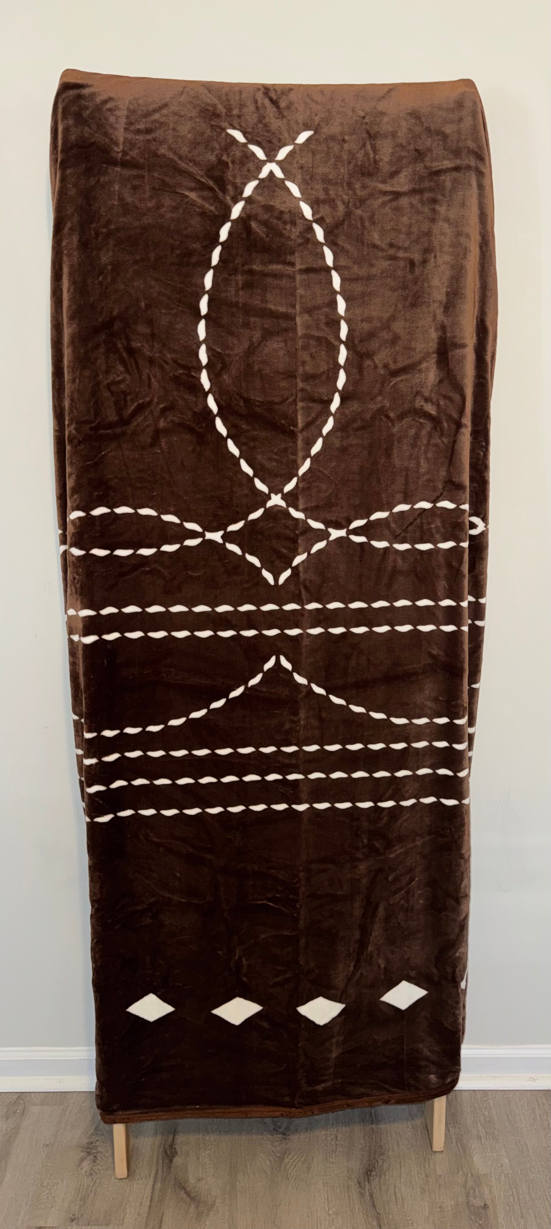 Boot Stitch Brown Flannel Blanket