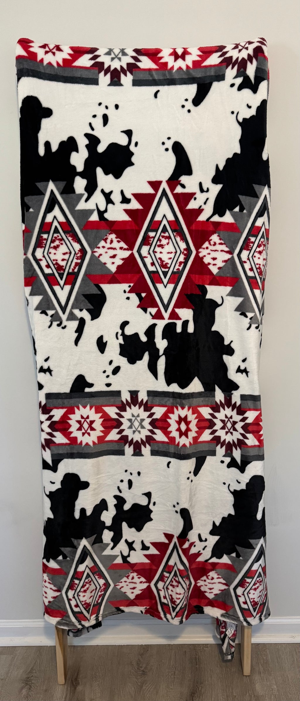 Southwestern Cowhide Flannel Blanket
