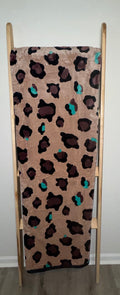 Turquoise Accent Leopard Blanket