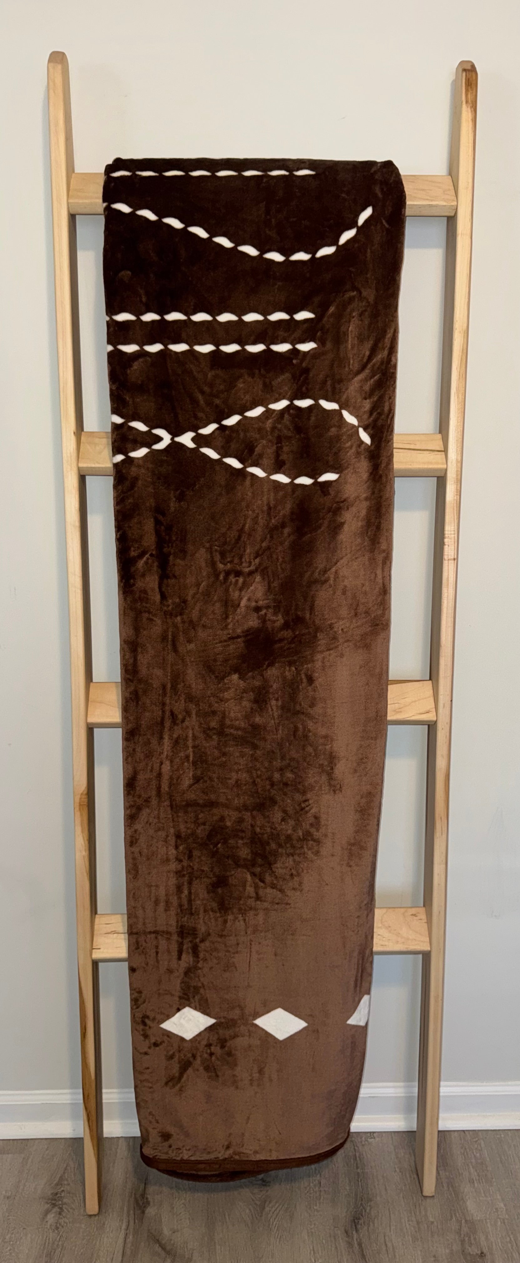 Boot Stitch Brown Flannel Blanket