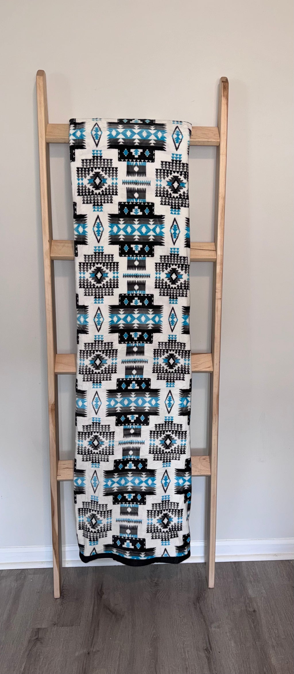 Black & Teal Southwestern Geometric Flannel Blanket