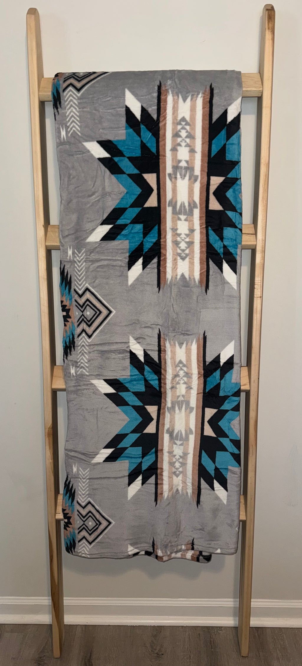 Gray Southwestern Fleece Blanket