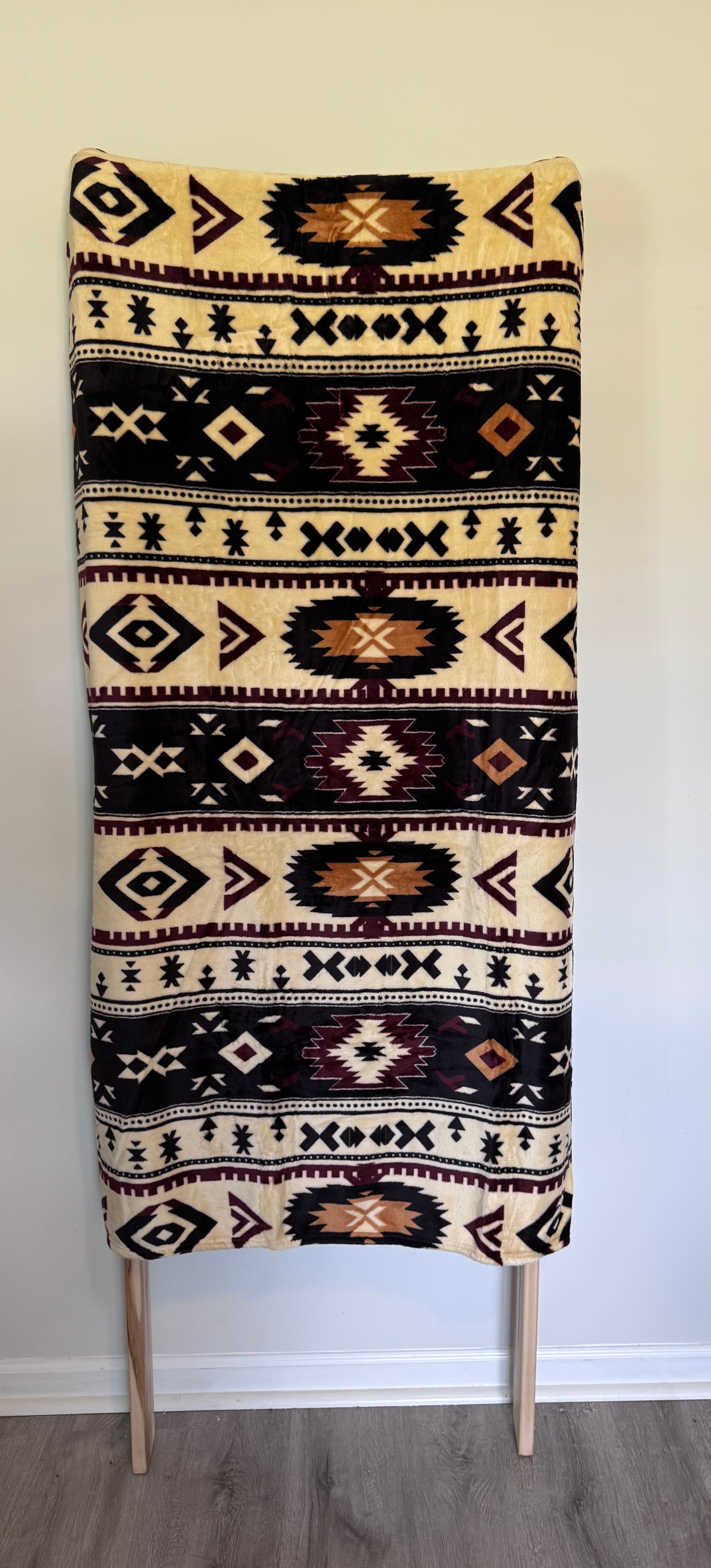 Cream & Brown Geometric Blanket