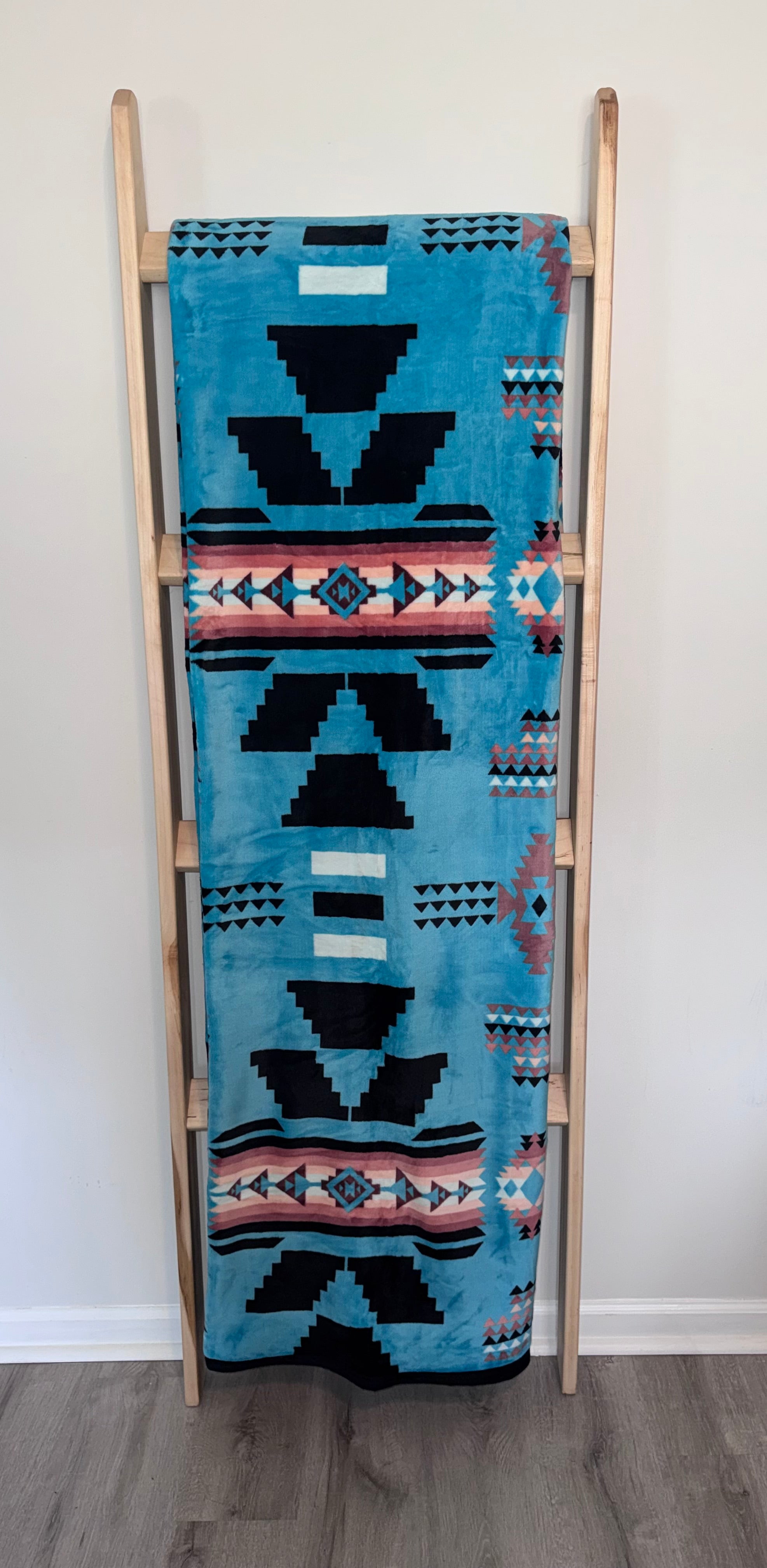 Turquoise Aztec Flannel Blanket