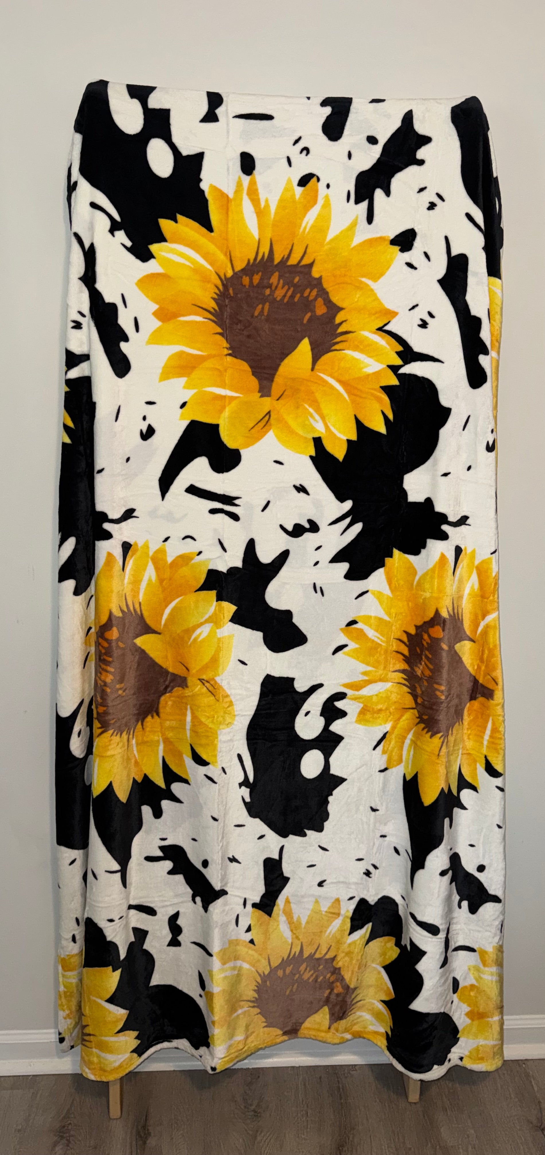 Sunflower Cow Print Blanket