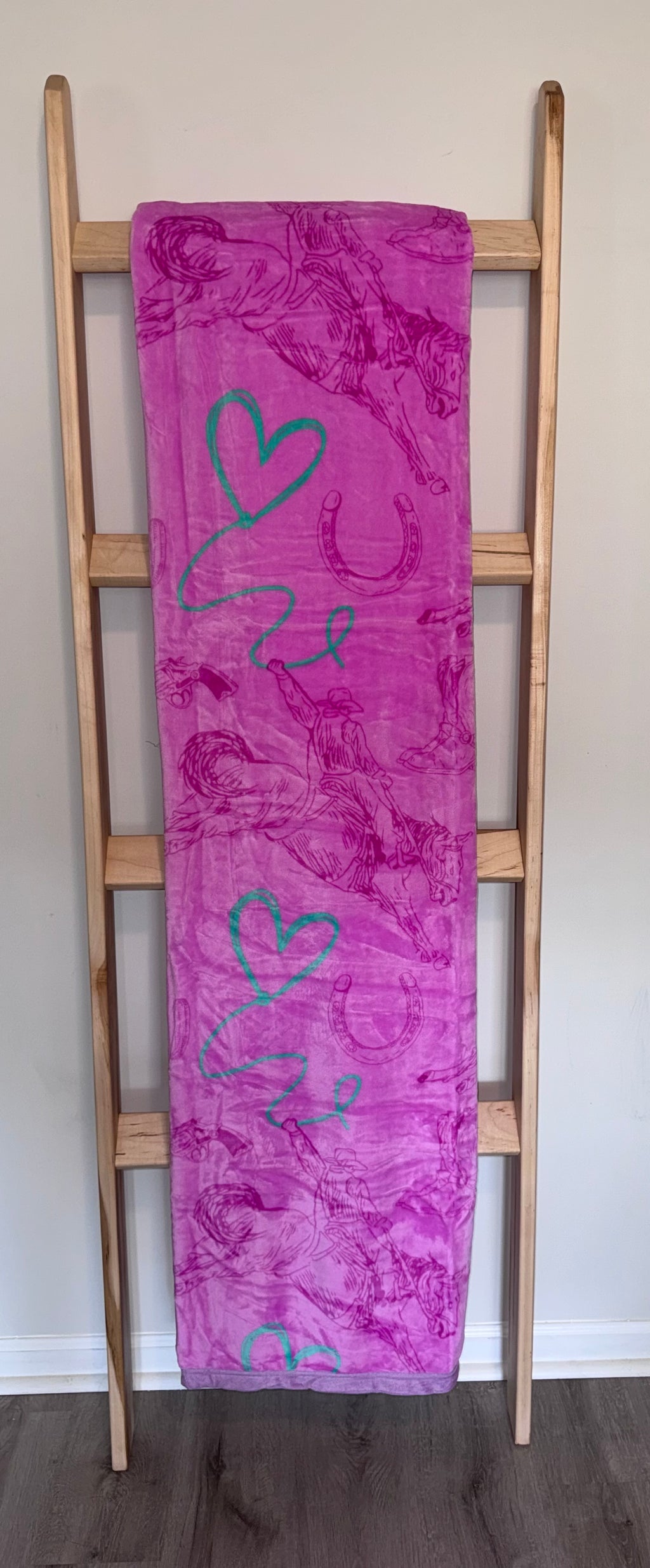 Pink Western Cowgirl Flannel Blanket