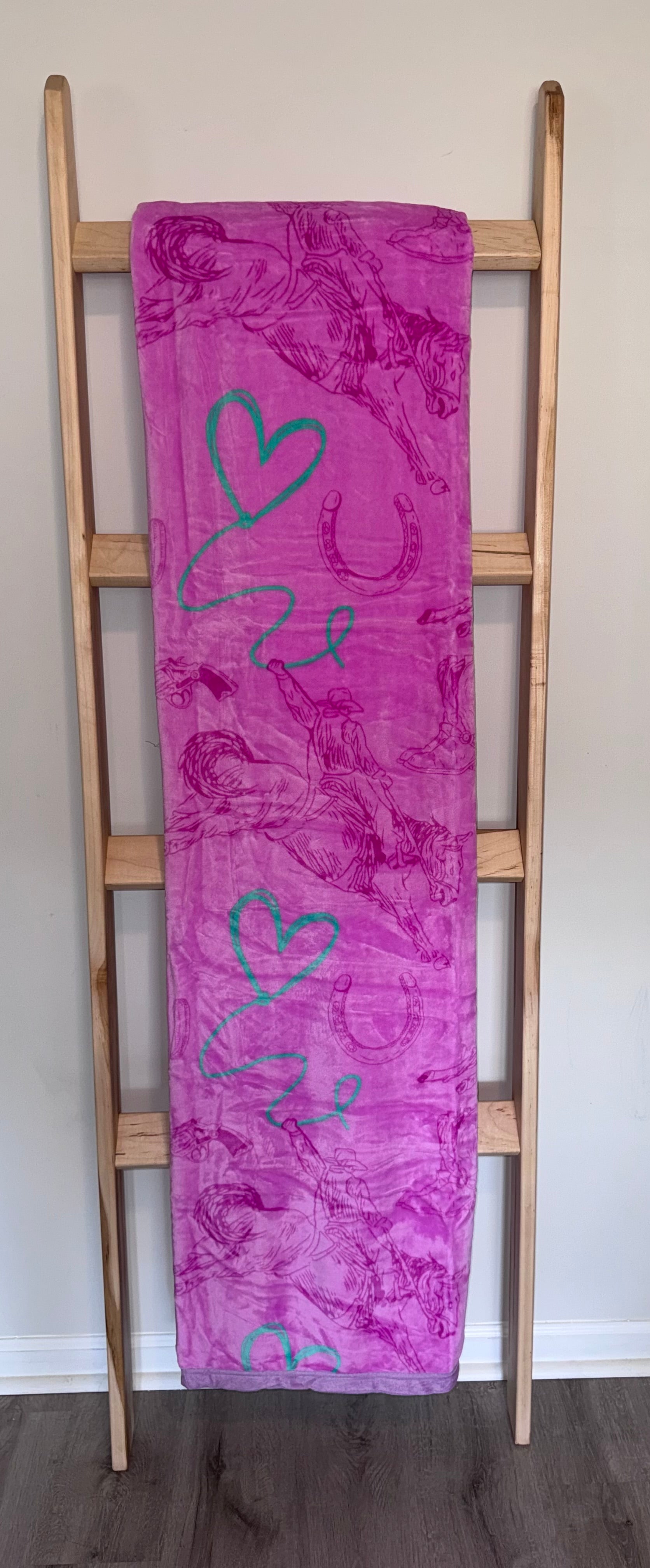 Pink Western Cowgirl Flannel Blanket