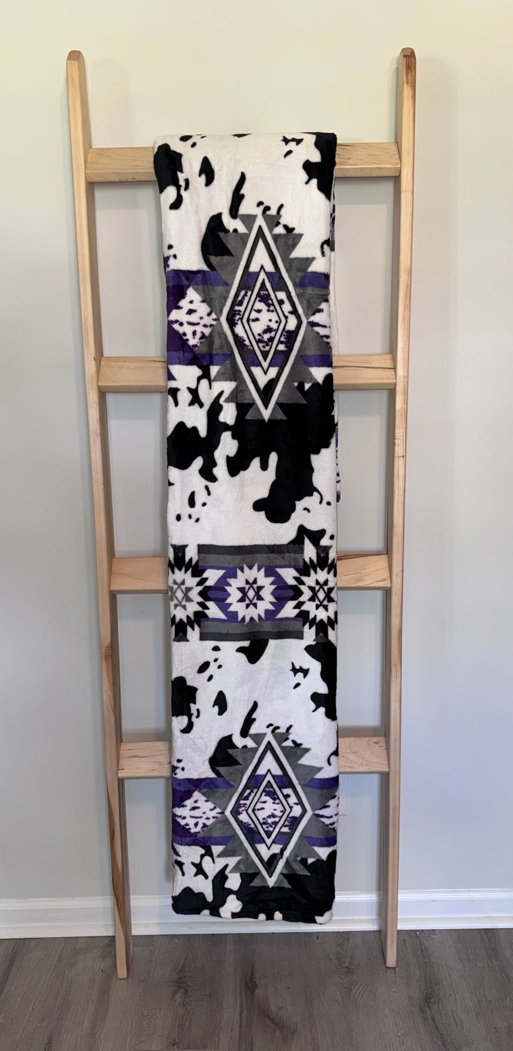 Purple Cow Print Geometric Blanket