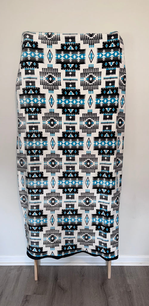 Black & Teal Southwestern Geometric Flannel Blanket