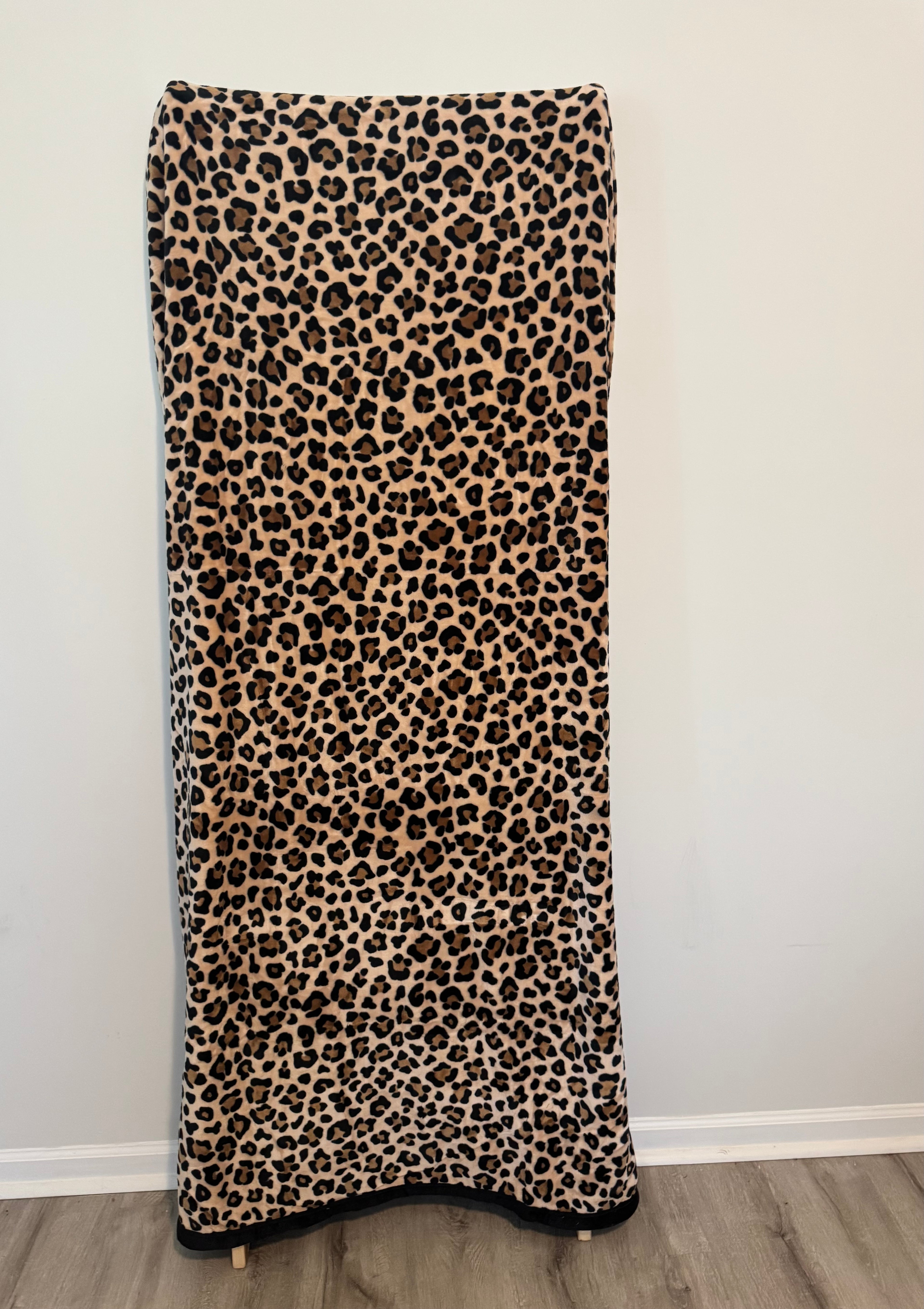 Tan & Black Leopard Print Blanket