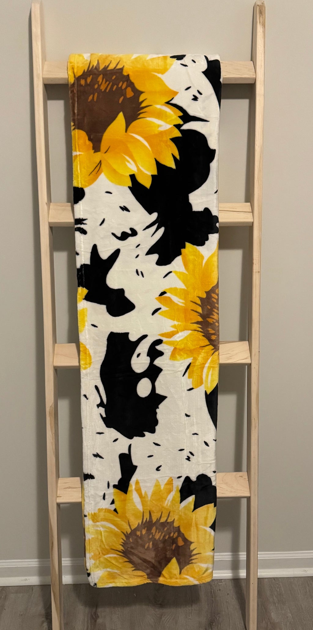 Sunflower Cow Print Blanket