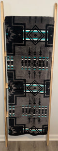 Gray Southwestern Flannel Blanket