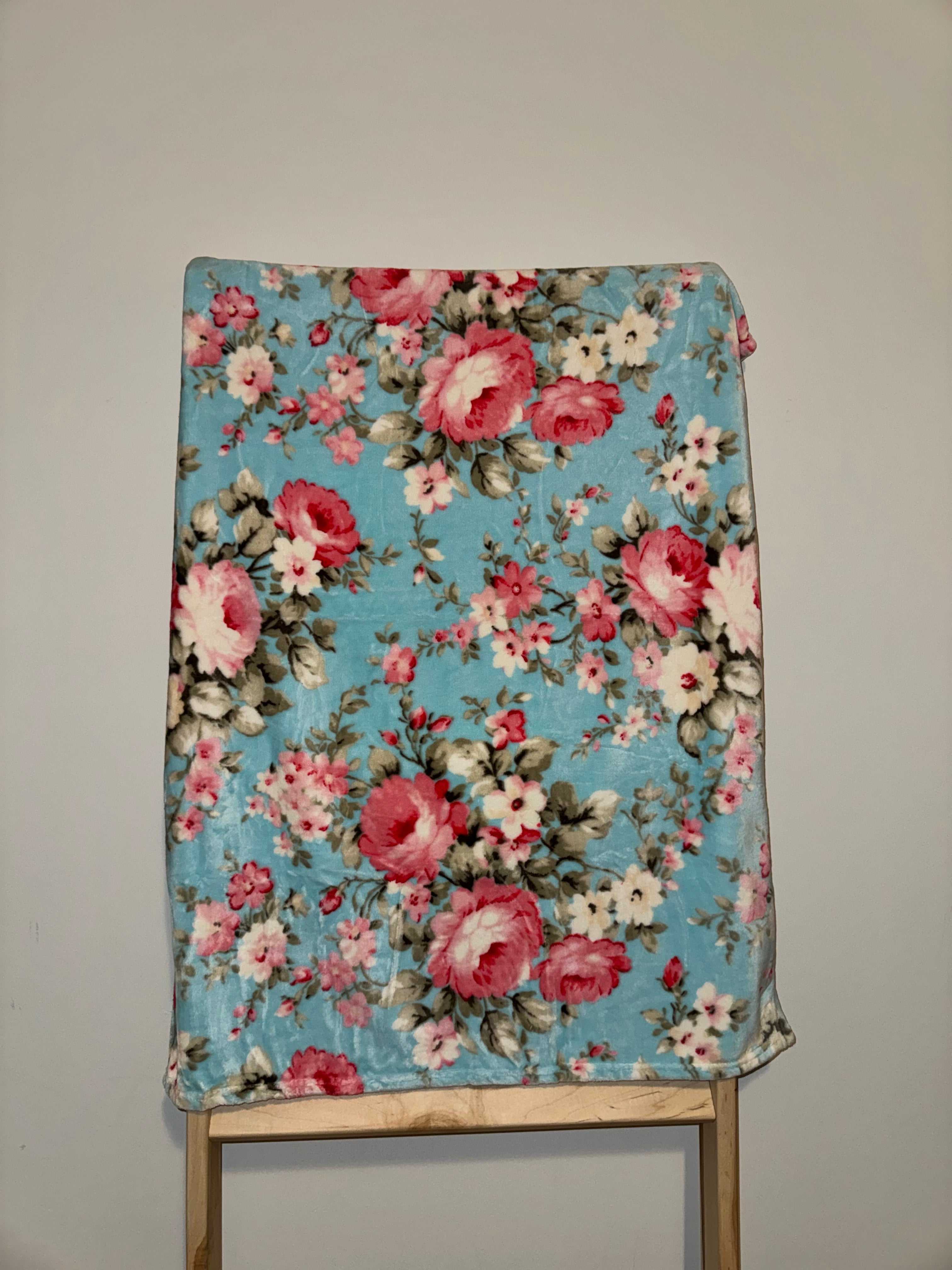 Turquoise Floral Baby Blanket