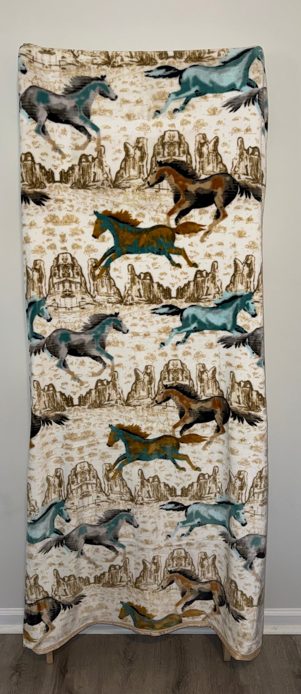 Wild Horses Western Flannel Blanket