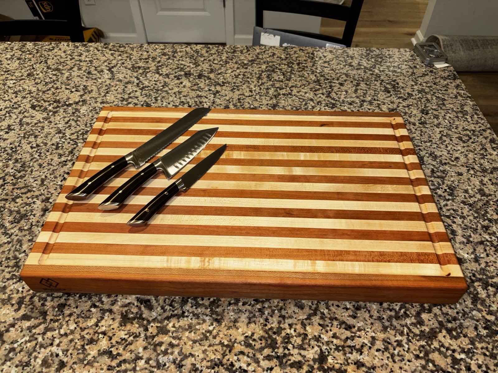 Handmade Maple & Cherry Edge Grain Cutting Board with Juice Groove