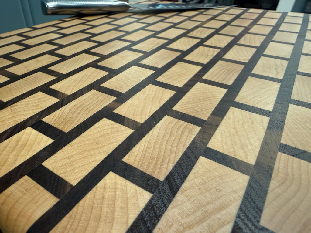Handcrafted Brick Pattern Cutting Board - Maple & Walnut
