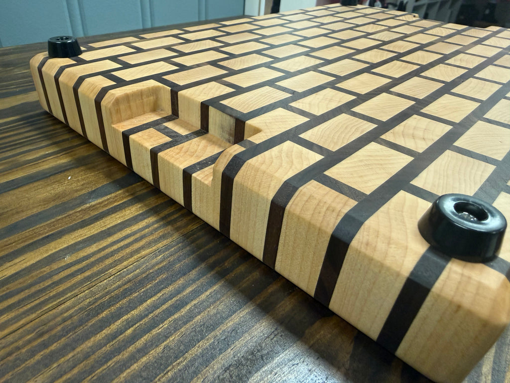 Handcrafted Brick Pattern Cutting Board - Maple & Walnut
