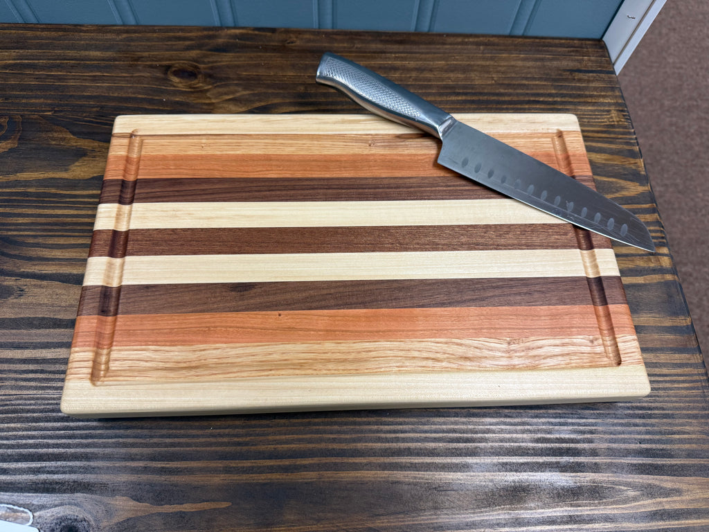 Handmade Edge Grain Cutting Board with Juice Groove & Handles