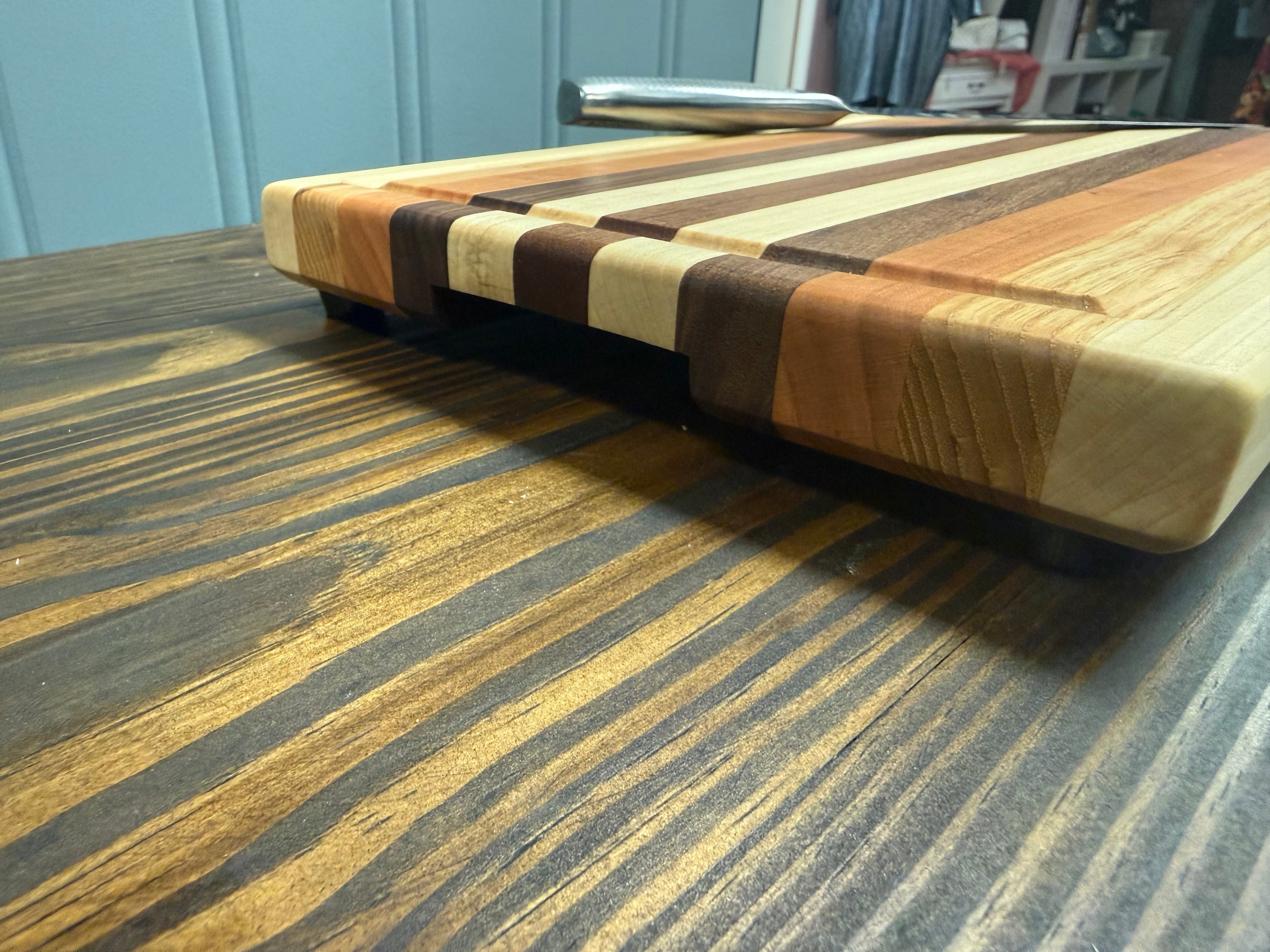 Handmade Edge Grain Cutting Board with Juice Groove & Handles