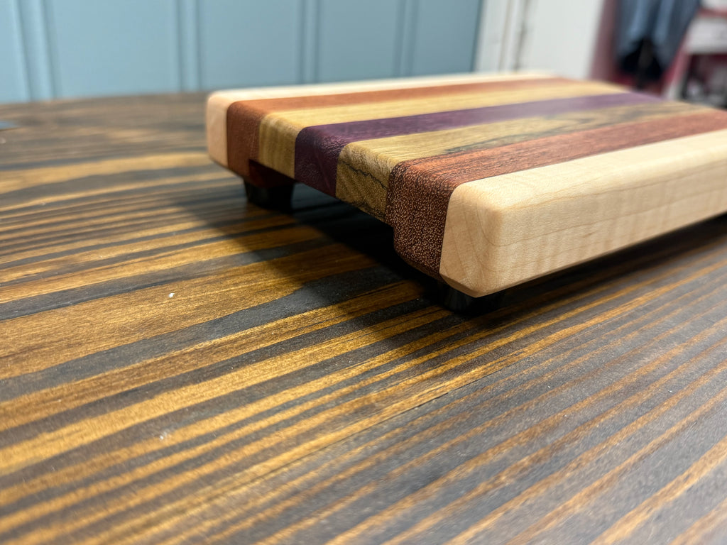 Handmade Exotic Wood Edge Grain Cutting Board with Handles