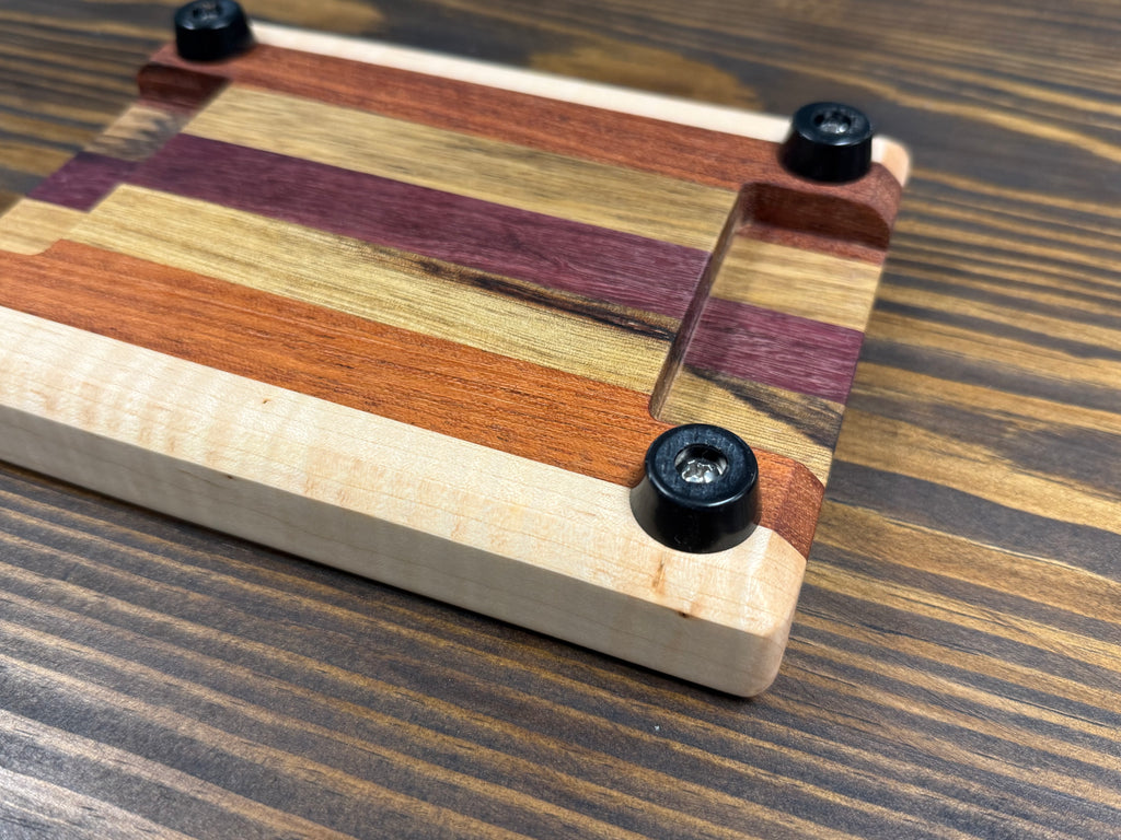 Handmade Exotic Wood Edge Grain Cutting Board with Handles