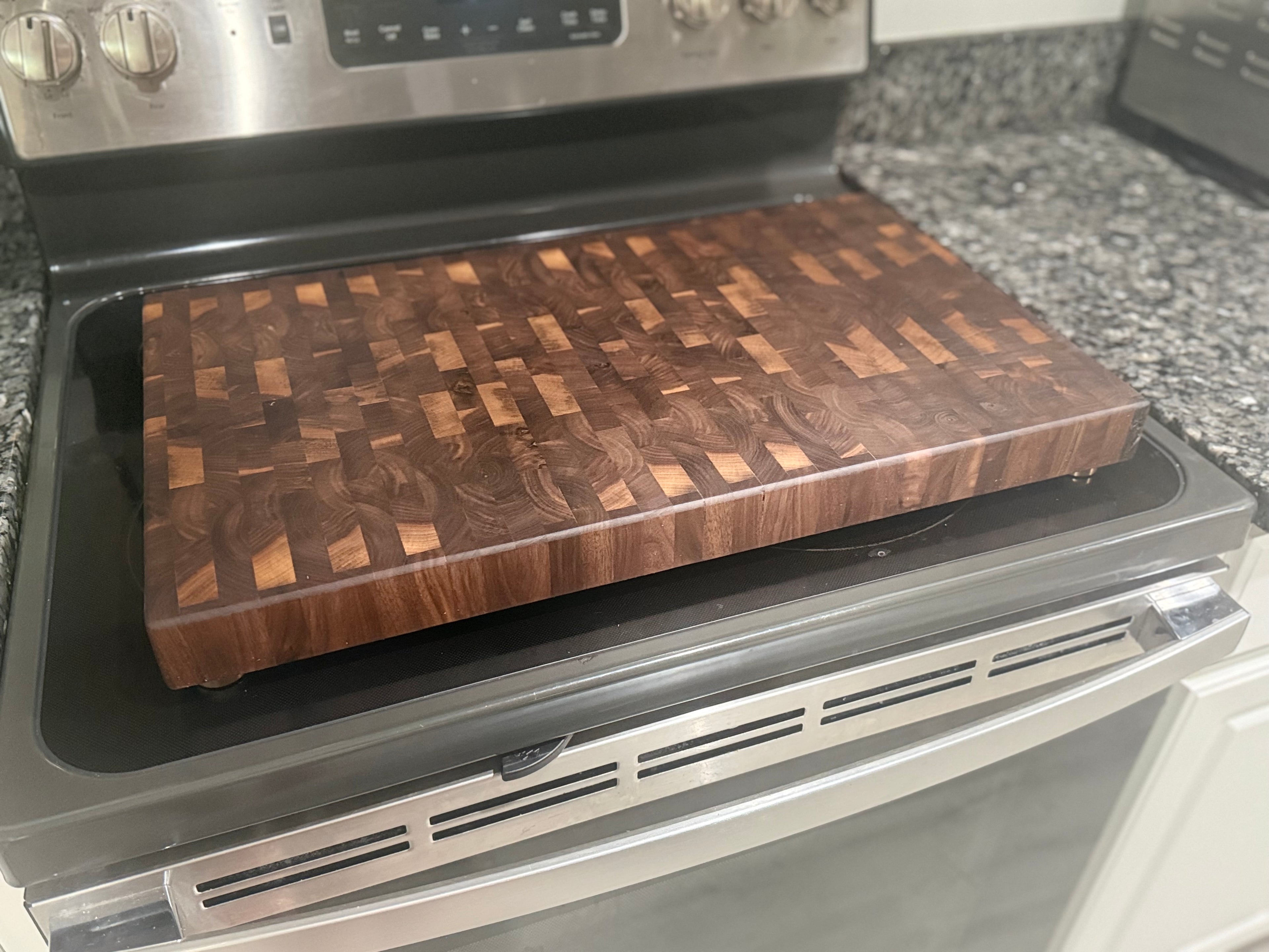 Handmade Walnut End Grain Cutting Board with Brass Accents