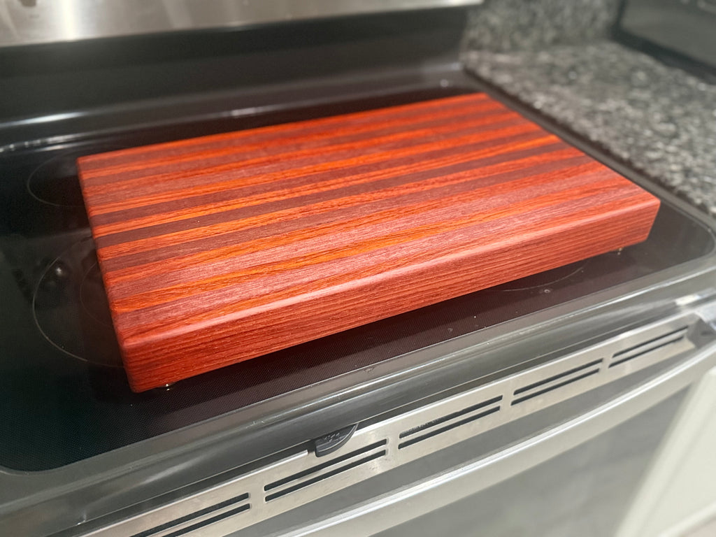 Handmade Purple Heart & Padauk Edge Grain Cutting Board with Brass