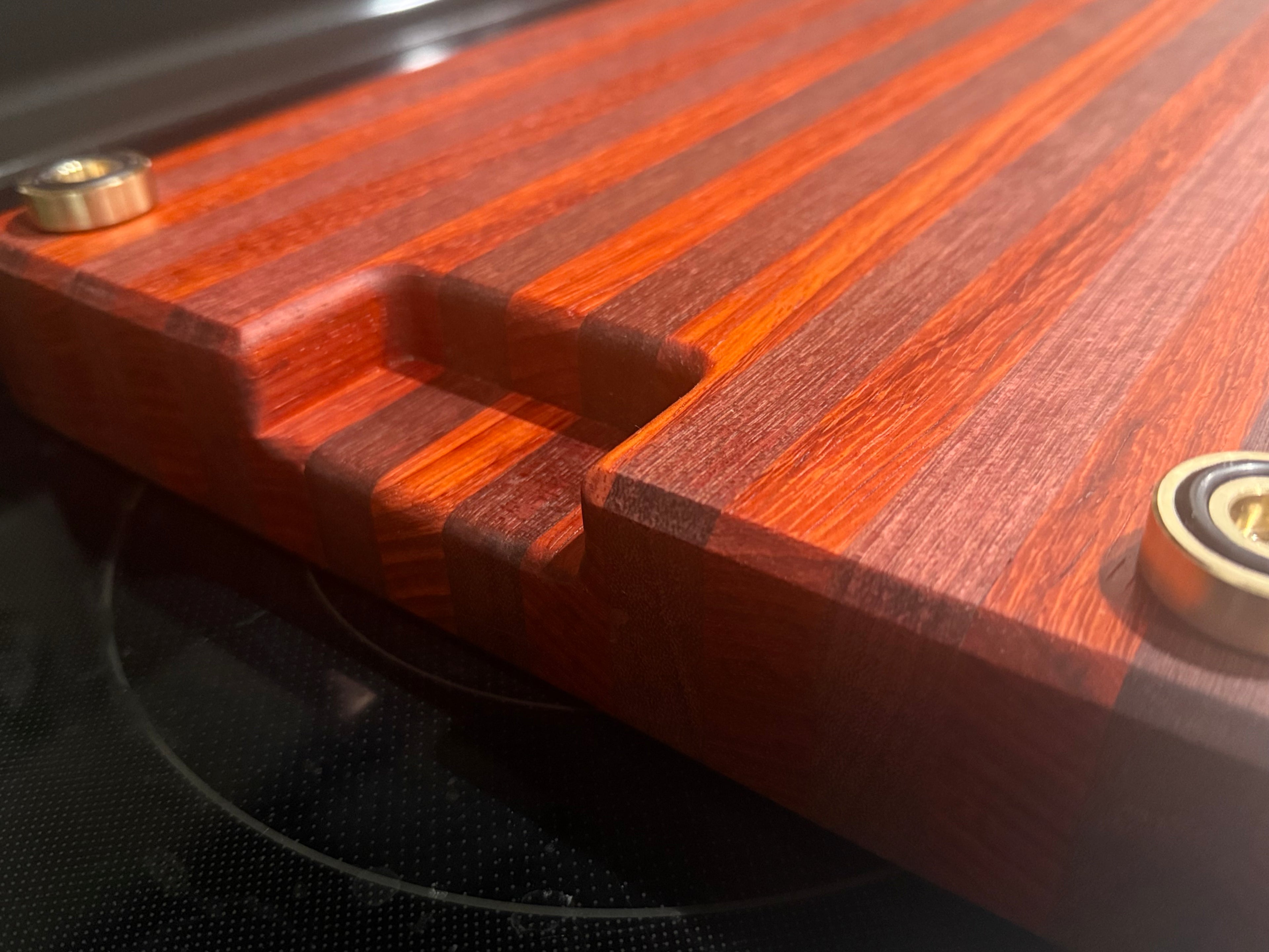 Handmade Purple Heart & Padauk Edge Grain Cutting Board with Brass