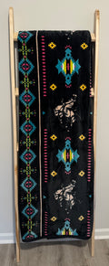 Rodeo Bronco Flannel Blanket - Aztec & Cowboy