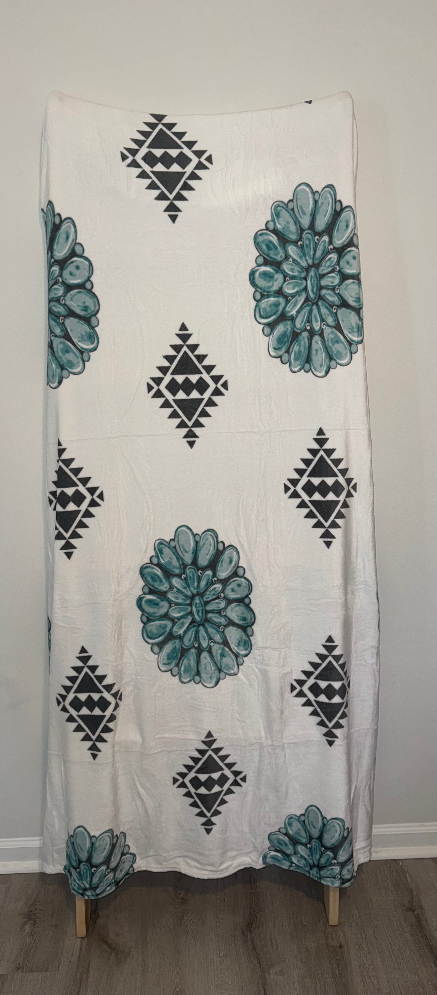 Southwestern Turquoise Concho Fleece Blanket