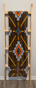 Southwestern Aztec Fleece Blanket - Brown & Turquoise