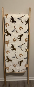 Western Flannel Blanket - Horses & Longhorns