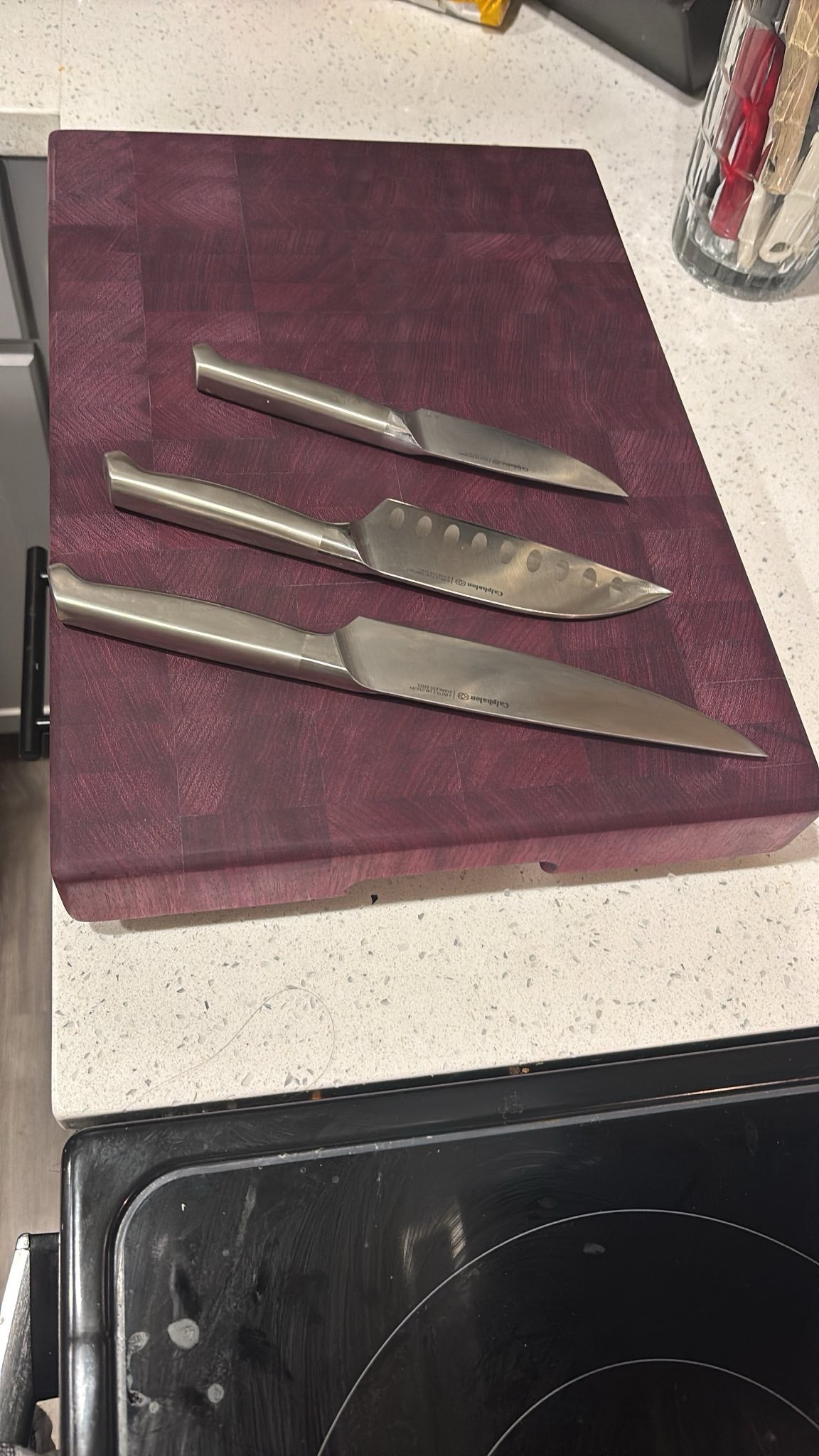 Handmade Purple Heart End Grain Cutting Board with Stainless Steel Accents